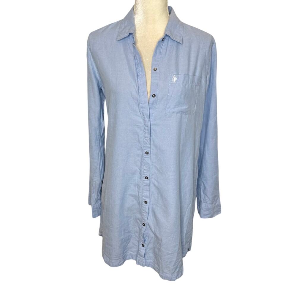 ABERCROMBIE & FITCH Women's Cotton Poplin Long Sleeve Shirt Shirtdress Blue